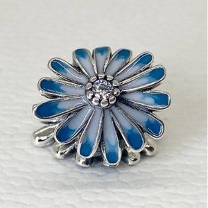 PANDORA Blue Daisy Flower Charm Pendant Bead